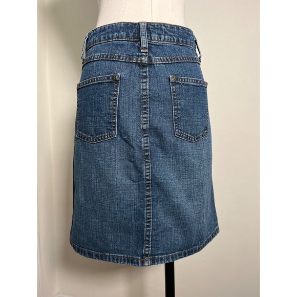 OLD NAVY Vintage Denim Blue Jean Midi Skirt Y2K 2002 Medium Wash Button Fly Sz 2 - Picture 11 of 13